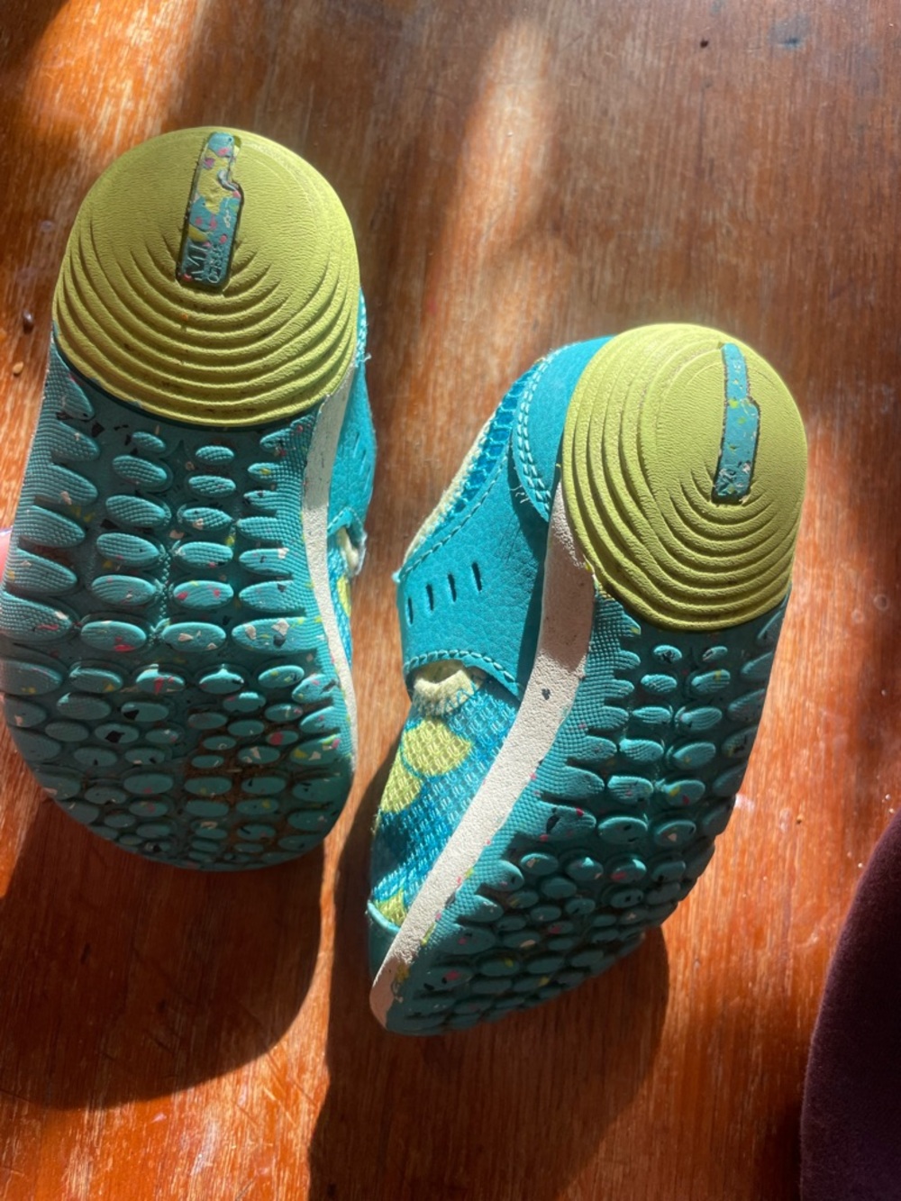 Merrell Kids Teal and Yellow Velcro Water Shoes - Picture 3 of 7